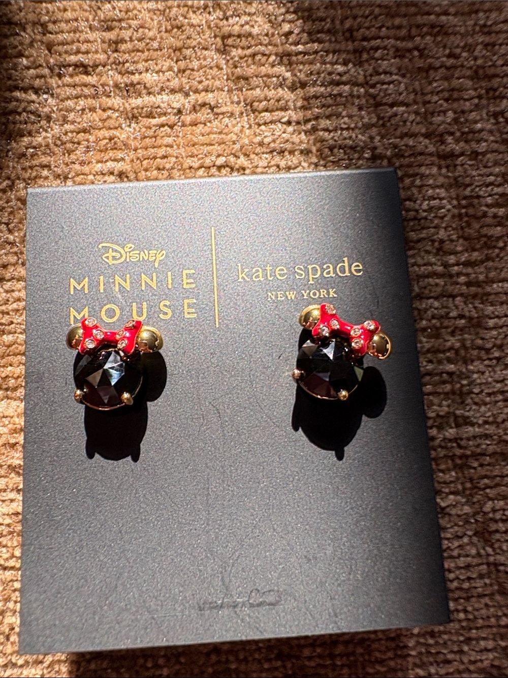 kate spade Minnie Mouse Black and Red Crystal Bow Stud Earrings